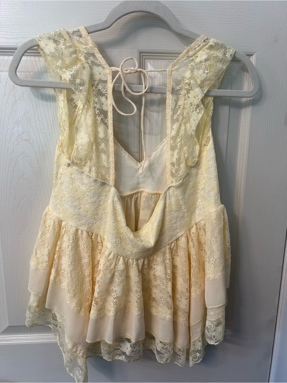 Altar'd State Butter Yellow Lace Tiered Tank - Picture 2 of 3